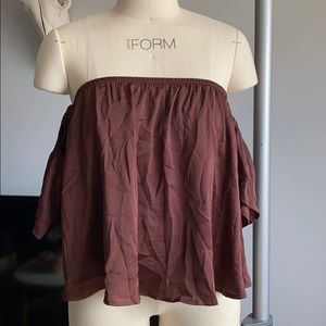 Cute satin burgundy top from AE